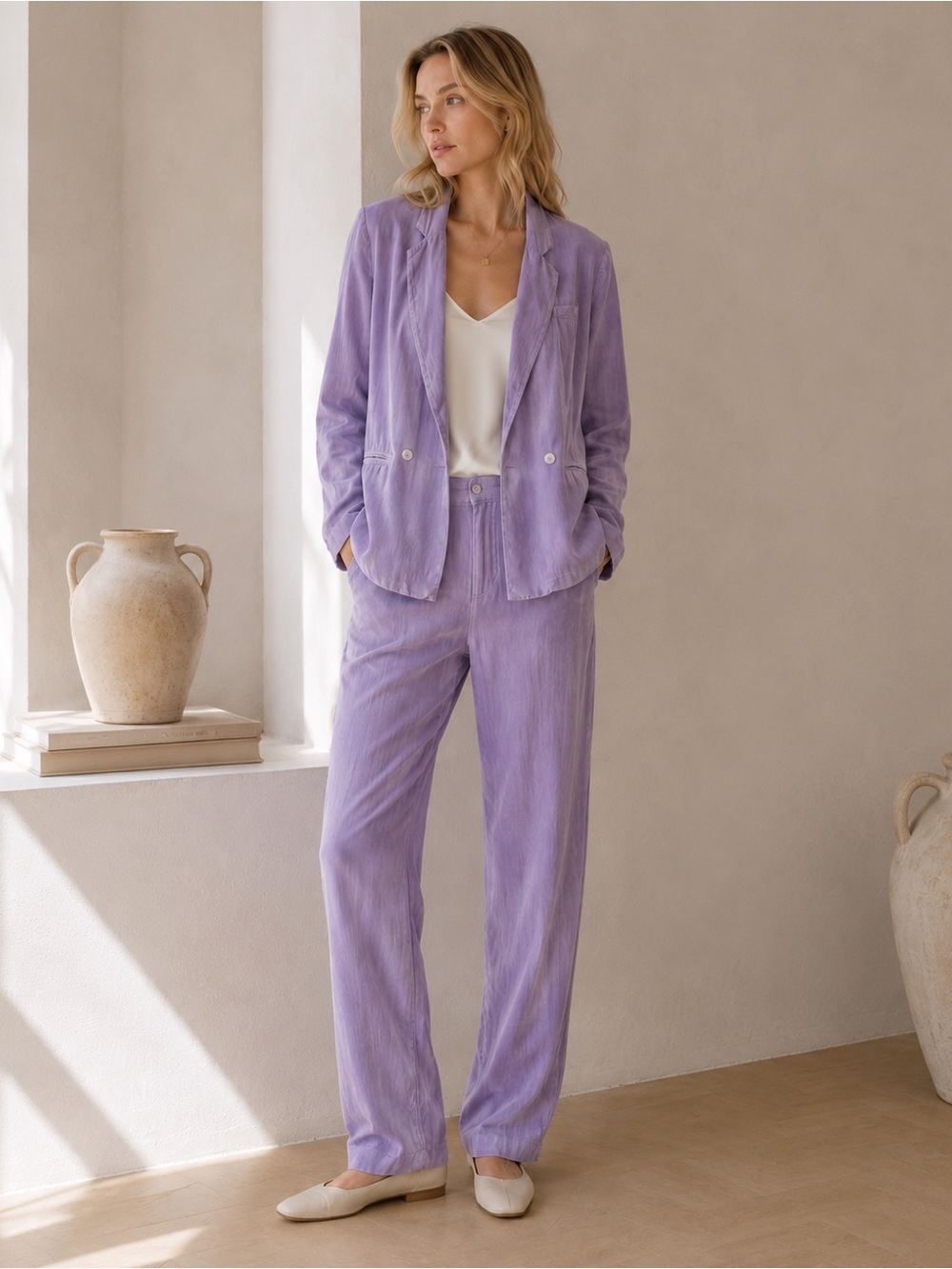 Lilac Corduroy Blazer & Trouser Set